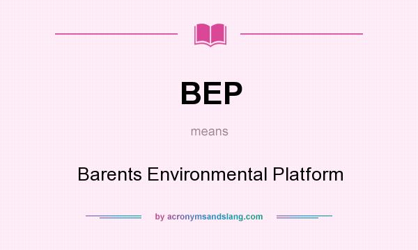 What does BEP mean? It stands for Barents Environmental Platform