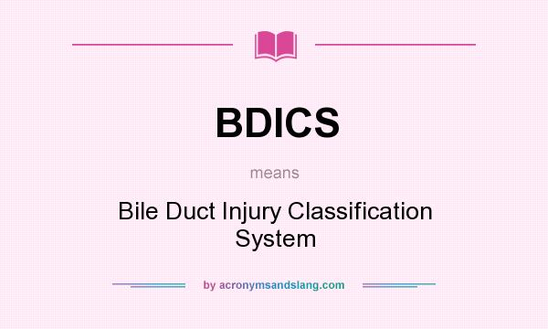 What does BDICS mean? It stands for Bile Duct Injury Classification System