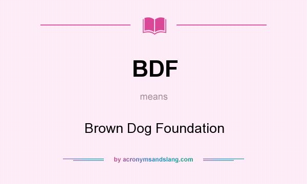 What does BDF mean? It stands for Brown Dog Foundation
