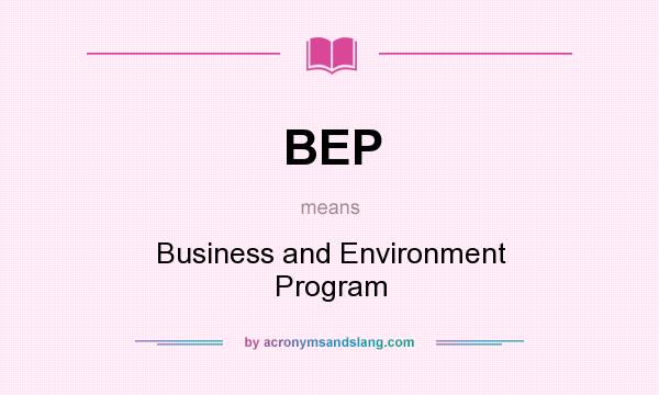 What does BEP mean? It stands for Business and Environment Program