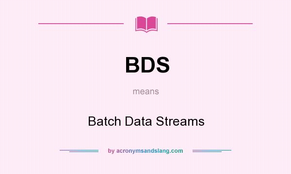 What does BDS mean? It stands for Batch Data Streams