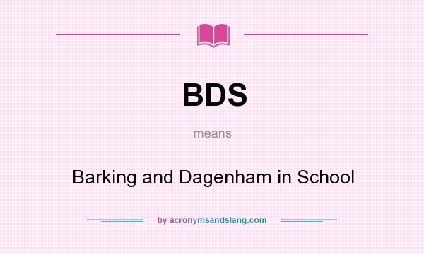What does BDS mean? It stands for Barking and Dagenham in School