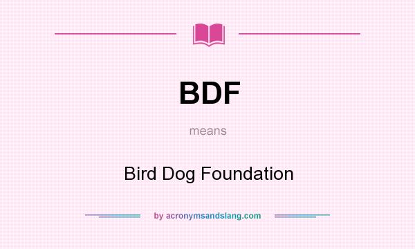 What does BDF mean? It stands for Bird Dog Foundation
