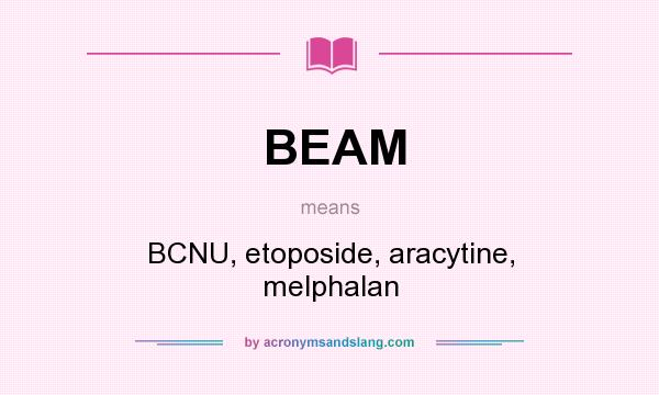 What does BEAM mean? It stands for BCNU, etoposide, aracytine, melphalan