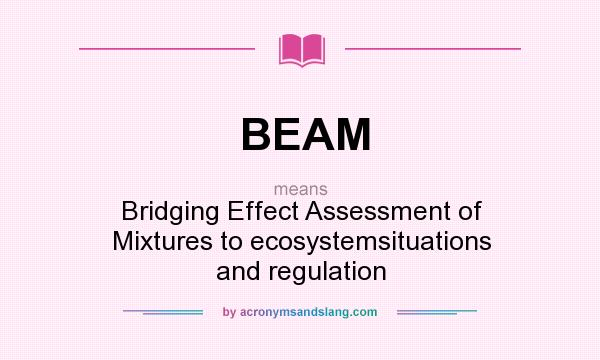 What does BEAM mean? It stands for Bridging Effect Assessment of Mixtures to ecosystemsituations and regulation