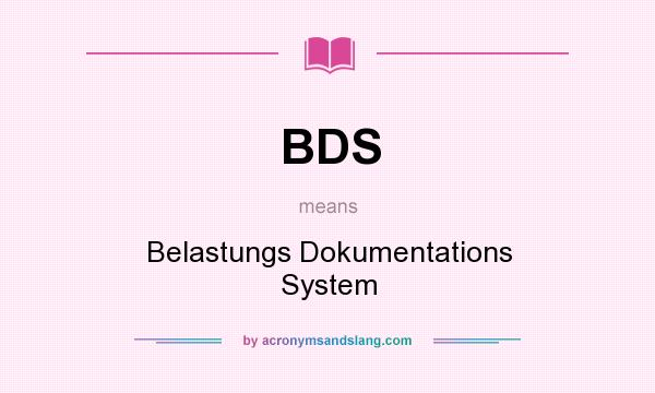 What does BDS mean? It stands for Belastungs Dokumentations System