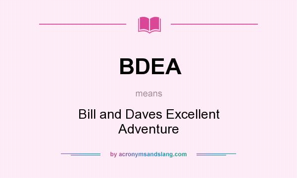 What does BDEA mean? It stands for Bill and Daves Excellent Adventure