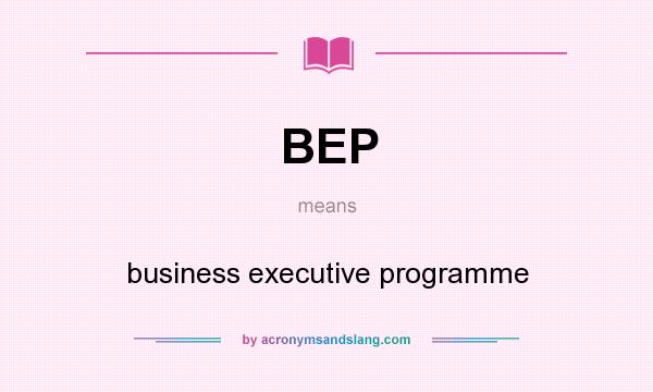 What does BEP mean? It stands for business executive programme