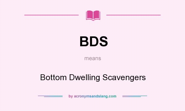 What does BDS mean? It stands for Bottom Dwelling Scavengers