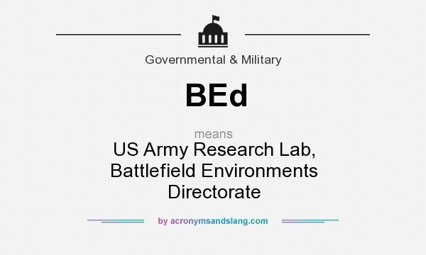 What does BEd mean? It stands for US Army Research Lab, Battlefield Environments Directorate