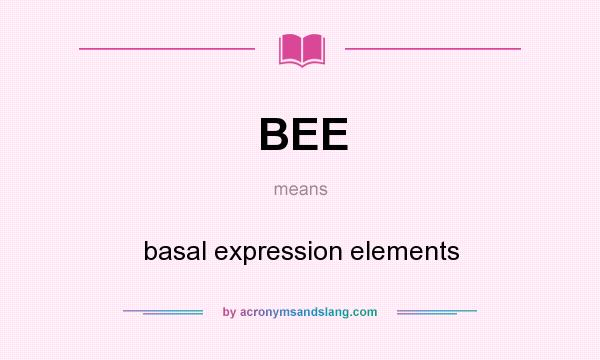 What does BEE mean? It stands for basal expression elements
