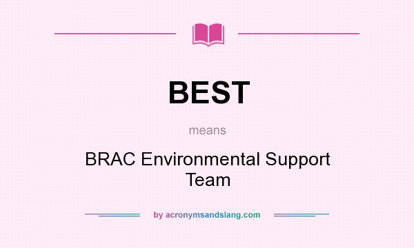 What does BEST mean? It stands for BRAC Environmental Support Team