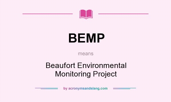 What does BEMP mean? It stands for Beaufort Environmental Monitoring Project