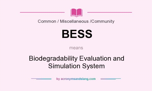 What does BESS mean? It stands for Biodegradability Evaluation and Simulation System