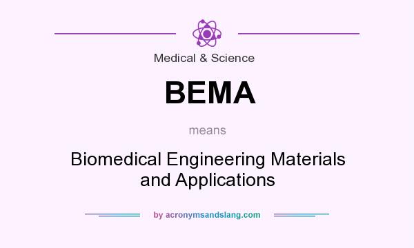 What does BEMA mean? It stands for Biomedical Engineering Materials and Applications