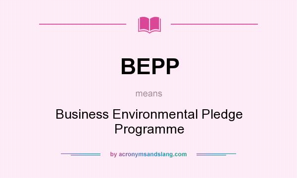 What does BEPP mean? It stands for Business Environmental Pledge Programme