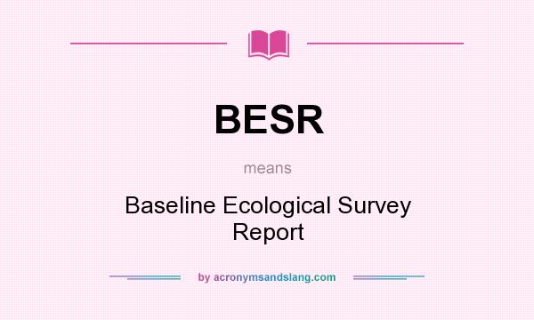 What does BESR mean? It stands for Baseline Ecological Survey Report