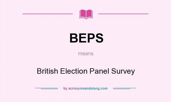 What does BEPS mean? It stands for British Election Panel Survey