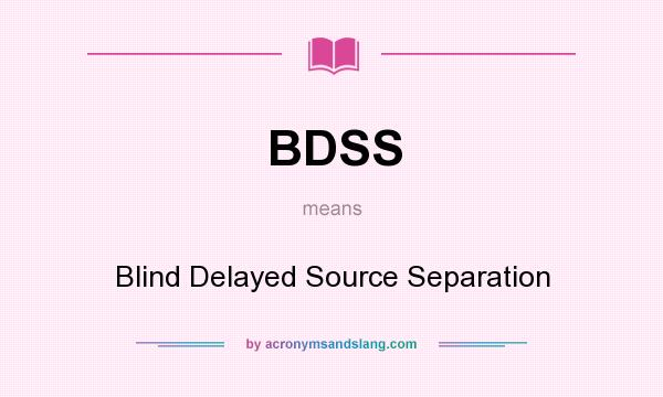 What does BDSS mean? It stands for Blind Delayed Source Separation