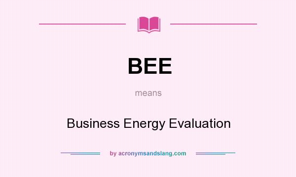 What does BEE mean? It stands for Business Energy Evaluation