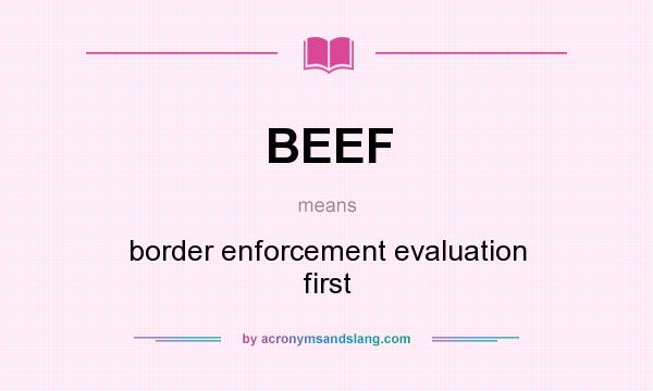 What does BEEF mean? It stands for border enforcement evaluation first