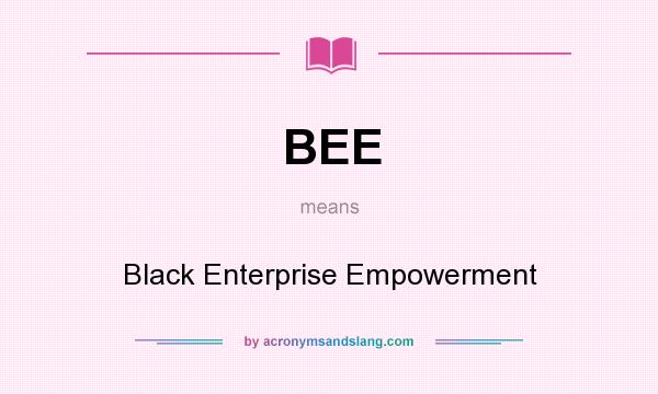 What does BEE mean? It stands for Black Enterprise Empowerment