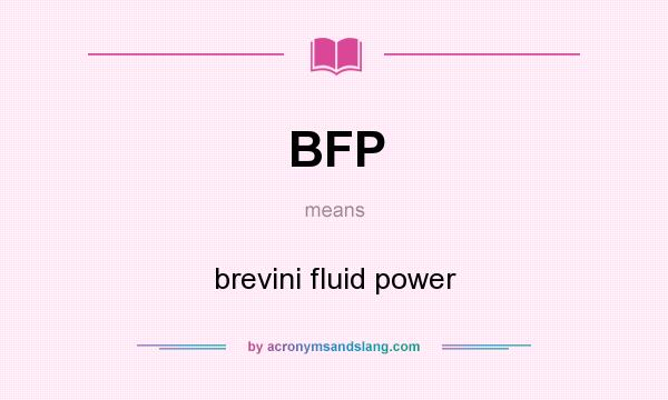 What does BFP mean? It stands for brevini fluid power