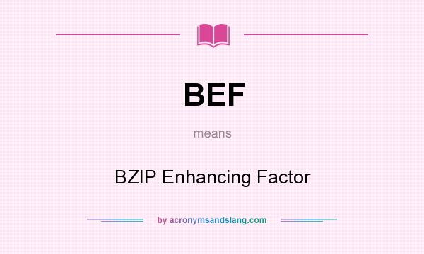 What does BEF mean? It stands for BZIP Enhancing Factor