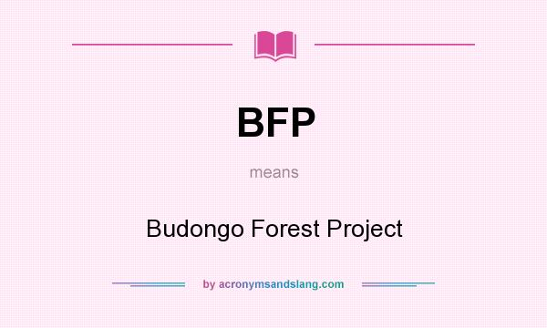 What does BFP mean? It stands for Budongo Forest Project