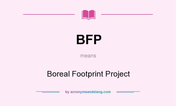 What does BFP mean? It stands for Boreal Footprint Project