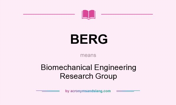 What does BERG mean? It stands for Biomechanical Engineering Research Group