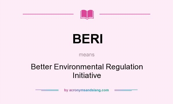 What does BERI mean? It stands for Better Environmental Regulation Initiative