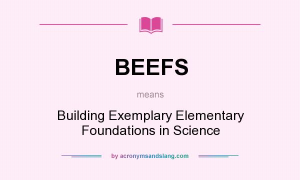 What does BEEFS mean? It stands for Building Exemplary Elementary Foundations in Science