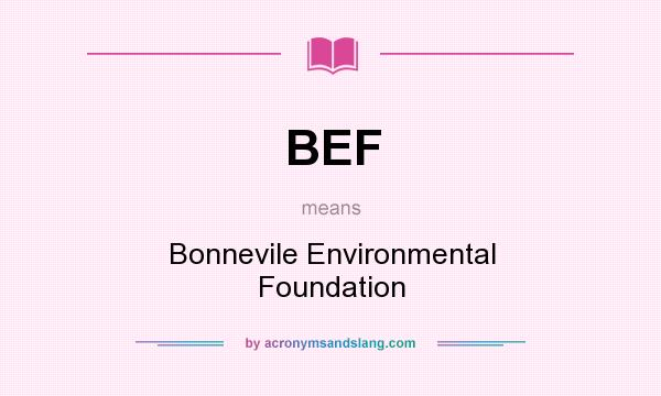 What does BEF mean? It stands for Bonnevile Environmental Foundation