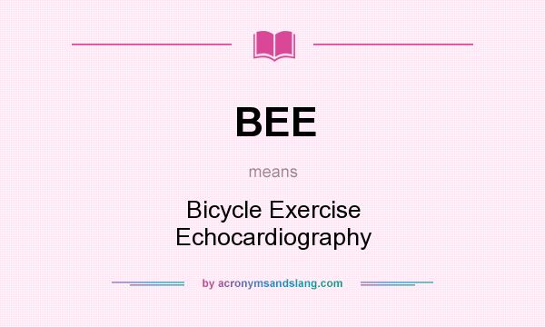 What does BEE mean? It stands for Bicycle Exercise Echocardiography