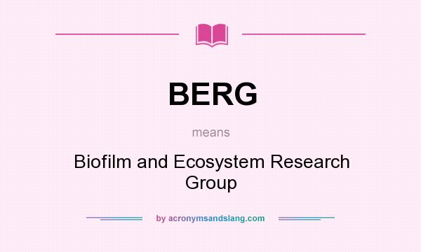 What does BERG mean? It stands for Biofilm and Ecosystem Research Group