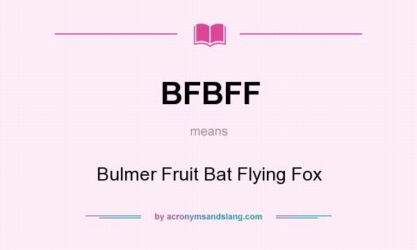 What does BFBFF mean? It stands for Bulmer Fruit Bat Flying Fox