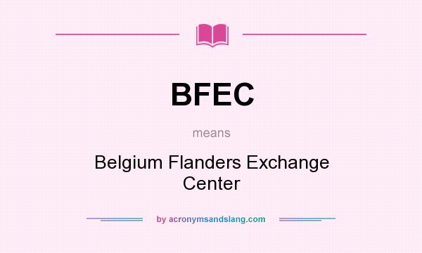 What does BFEC mean? It stands for Belgium Flanders Exchange Center