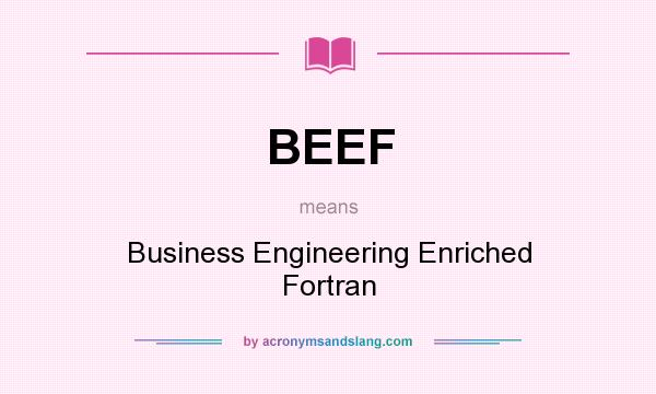 What does BEEF mean? It stands for Business Engineering Enriched Fortran