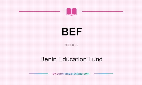 What does BEF mean? It stands for Benin Education Fund