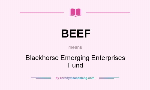 What does BEEF mean? It stands for Blackhorse Emerging Enterprises Fund