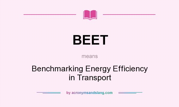 What does BEET mean? It stands for Benchmarking Energy Efficiency in Transport