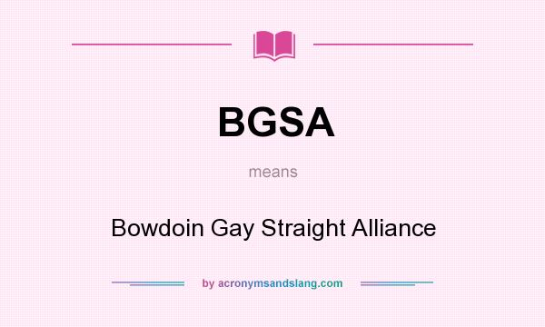 What does BGSA mean? It stands for Bowdoin Gay Straight Alliance
