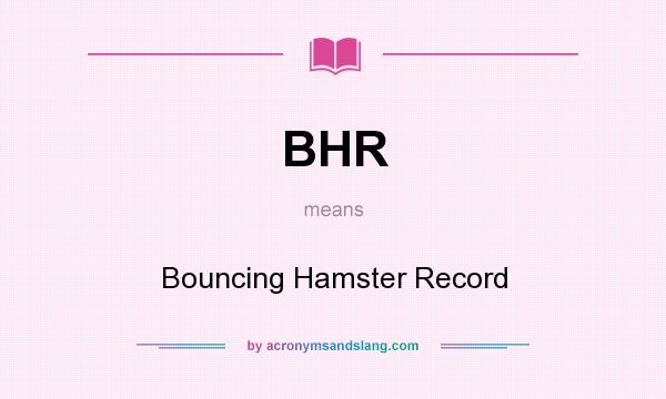 What does BHR mean? It stands for Bouncing Hamster Record