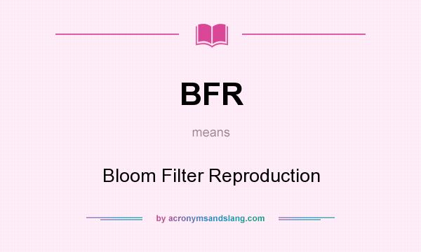 What does BFR mean? It stands for Bloom Filter Reproduction