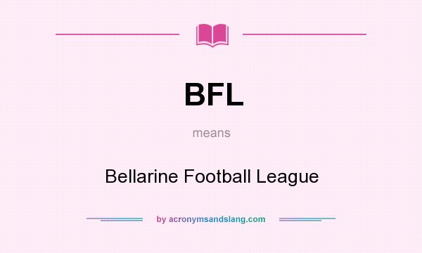 What does BFL mean? It stands for Bellarine Football League