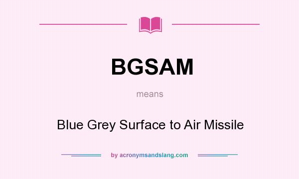 What does BGSAM mean? It stands for Blue Grey Surface to Air Missile