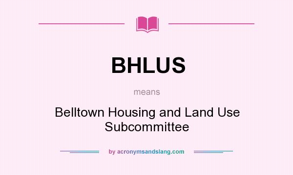 What does BHLUS mean? It stands for Belltown Housing and Land Use Subcommittee