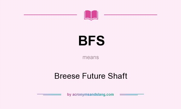 What does BFS mean? It stands for Breese Future Shaft