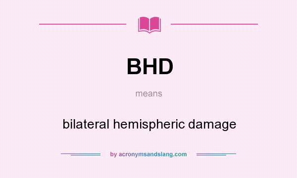 What does BHD mean? It stands for bilateral hemispheric damage